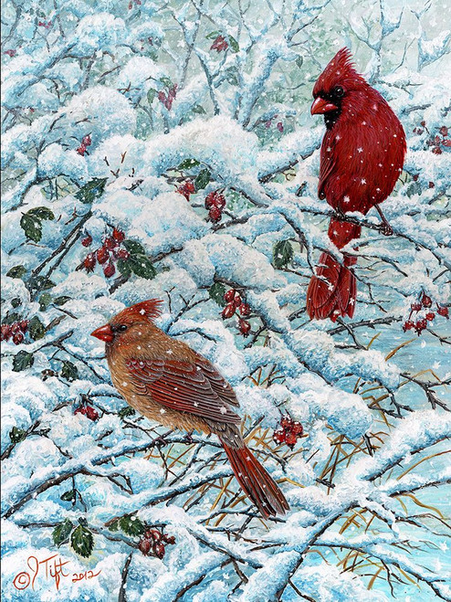Winter Cardinal Painting Poster Print - Jeff Tift