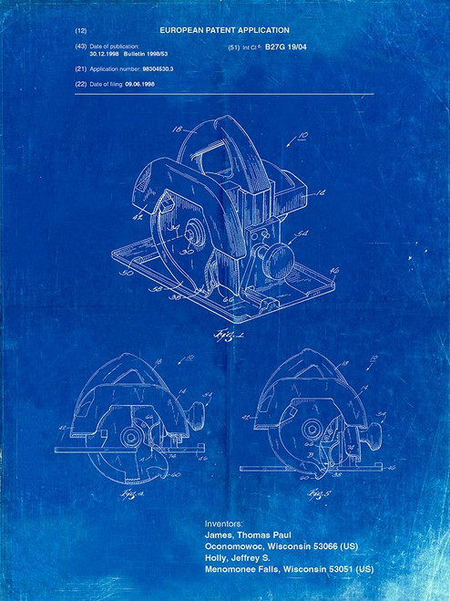 PP767-Faded Blueprint Circular Saw Patent Poster Poster Print - Cole Borders