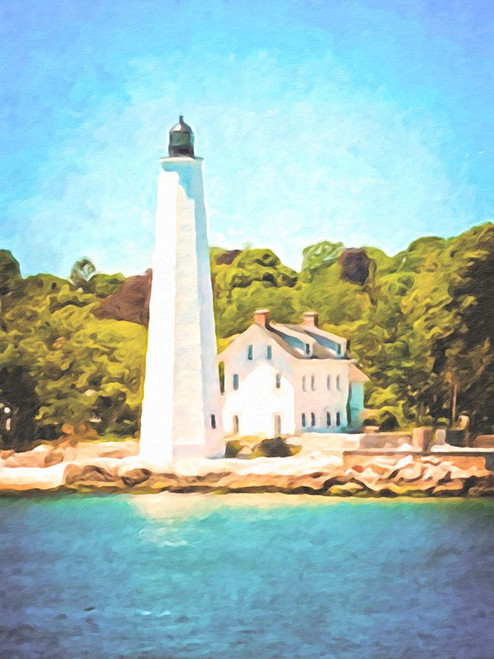 New London Harbor Light painted Poster Print - GST