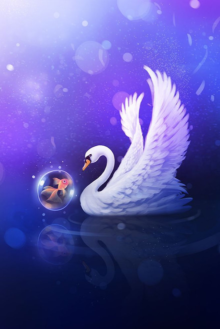 Dark Purle Swan home Poster Print - Xuan Thai