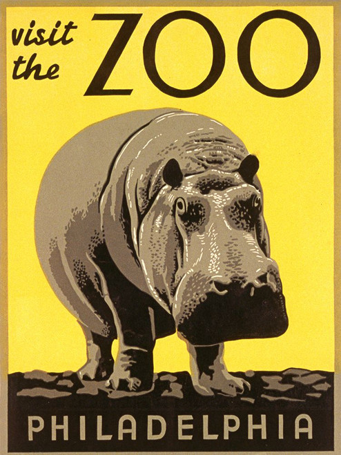 Visit the Zoo Hippo Poster Print - GST