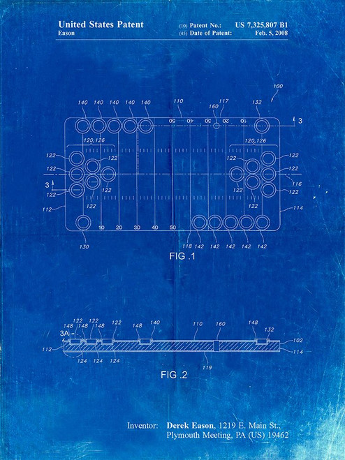 PP731-Faded Blueprint Beer Pong Patent Poster Poster Print - Cole Borders
