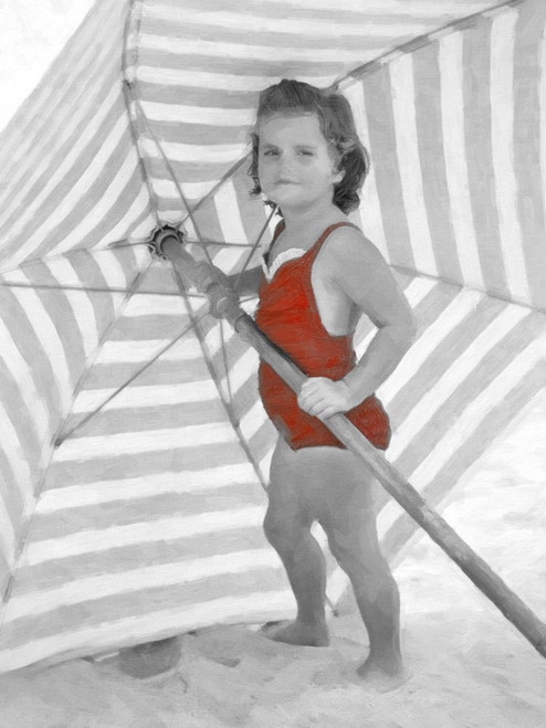 Girl with Striped Umbrella red 1954 TF Poster Print - GST