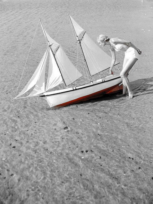 Woman with Boat 1948 Red TF Poster Print - GST