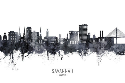 Savannah Georgia Skyline Poster Print - Michael Tompsett