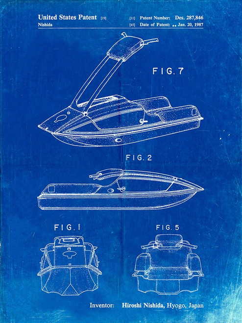 PP1076-Faded Blueprint Suzuki Jet Ski Patent Poster Poster Print - Cole Borders