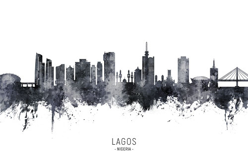 Lagos Nigeria Skyline Poster Print - Michael Tompsett