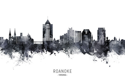 Roanoke Virginia Skyline Poster Print - Michael Tompsett