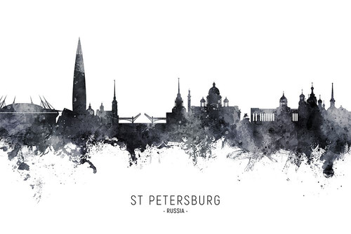 St Petersburg Russia Skyline Poster Print - Michael Tompsett