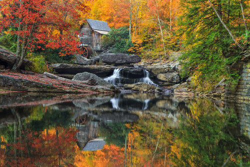 Grist Mill In The Fall Poster Print - Online Galloimages