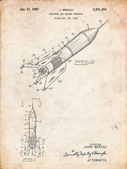 PP1016-Vintage Parchment Rocket Ship Concept 1963 Patent Poster Poster Print - Cole Borders