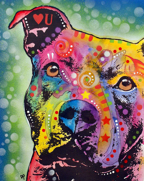 Thoughtful Pit Bull White Bubble Poster Print - Russo Collection Dean