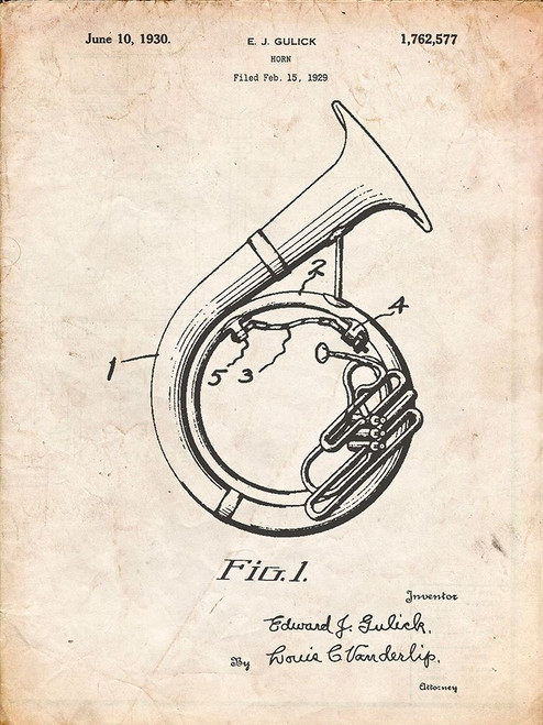 PP1049-Vintage Parchment Sousaphone Patent Poster Poster Print - Cole Borders