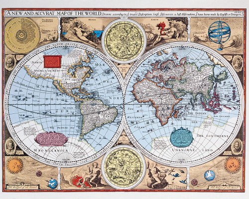 17th Century Map of the World Poster Print - Unknown