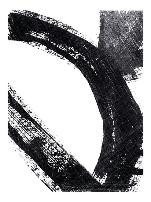 Modern Ink Abstract in Black Charcoal Poster Print - GST