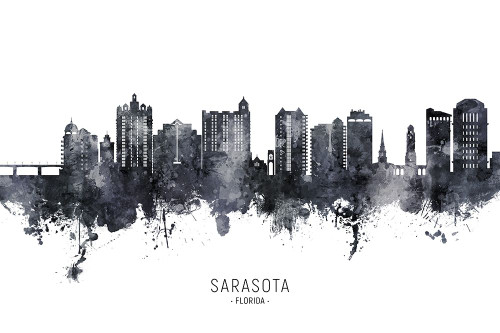 Sarasota Florida Skyline Poster Print - Michael Tompsett