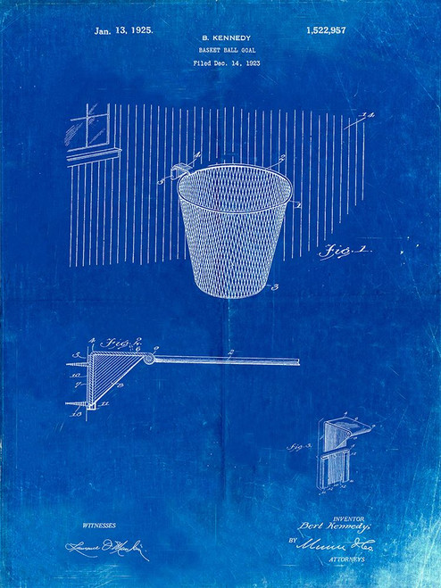 PP717-Faded Blueprint Basketball Goal Patent Poster Poster Print - Cole Borders