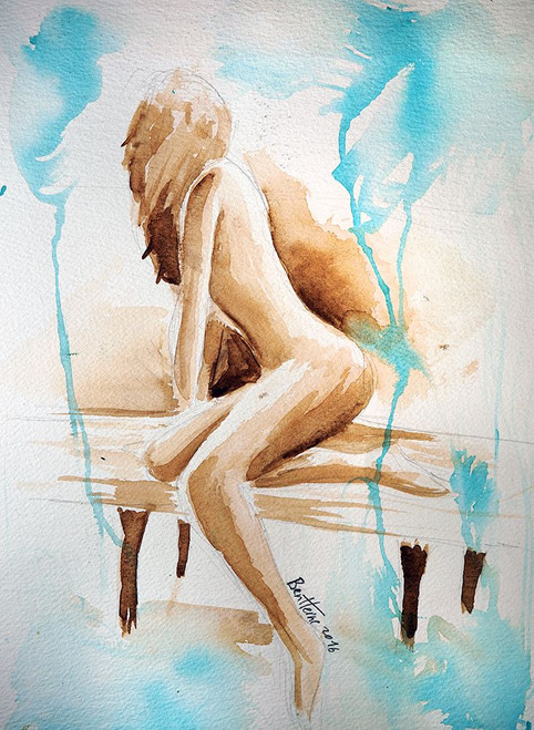 Watercolor Study - woman Poster Print - Ben Heine