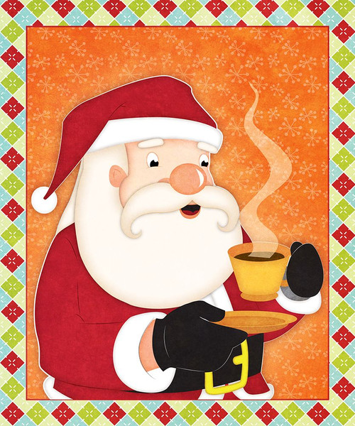 Santa with Hot Chocolate Poster Print - Josefina