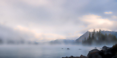 Morning Mist Over the Lake II Poster Print - Don Schwartz