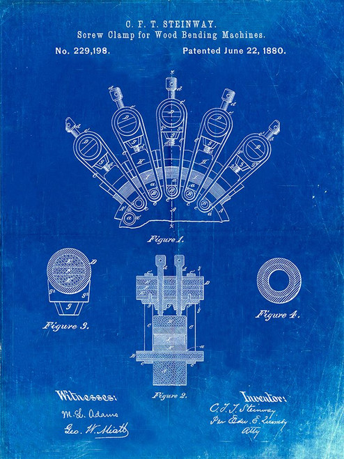 PP1031-Faded Blueprint Screw Clamp 1880  Patent Poster Poster Print - Cole Borders