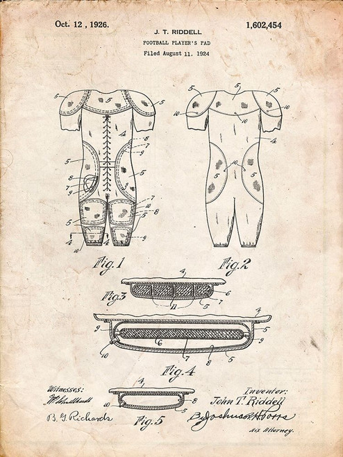 PP690-Vintage Parchment Ridell Football Pads 1926 Patent Poster Poster Print - Cole Borders
