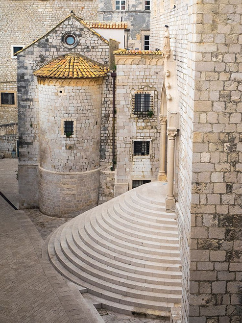 Croatia-Dubrovnik. Stairs of Dominican Monastery in old town Dubrovnik. Poster Print - Julie Eggers