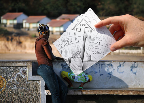 Pencil Vs Camera - Poverty Poster Print - Ben Heine