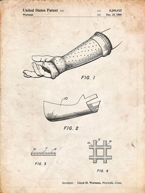 PP687-Vintage Parchment Orthopedic Hard Cast Patent Poster Poster Print - Cole Borders