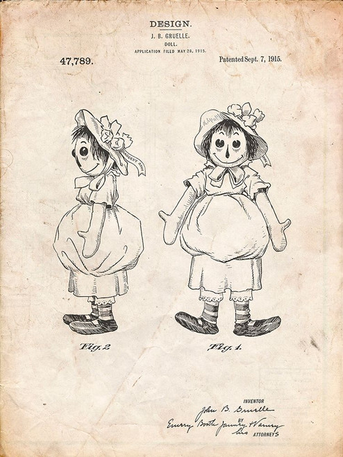 PP1005-Vintage Parchment Rag Doll Poster Poster Print - Cole Borders
