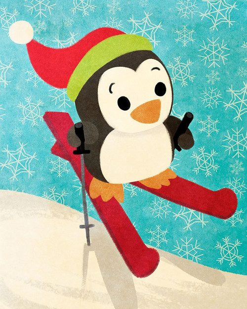 Skiing Penguin Poster Print - Josefina