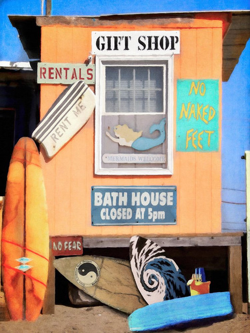 No Naked Feet Surf Shop Poster Print - GST