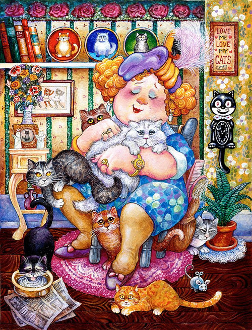 The Lady Who Loves Cats Poster Print - Bill Bell