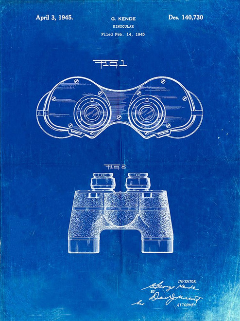 PP684-Faded Blueprint Binoculars Patent Poster Poster Print - Cole Borders