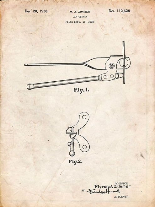 PP677-Vintage Parchment Can Opener Patent Poster Poster Print - Cole Borders