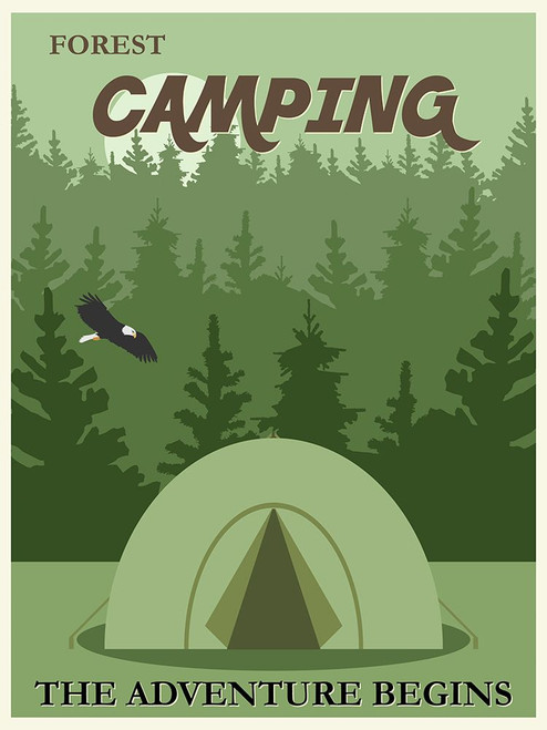 Vintage Forest Camping Tent Poster Poster Print - Travel Posters Vintage