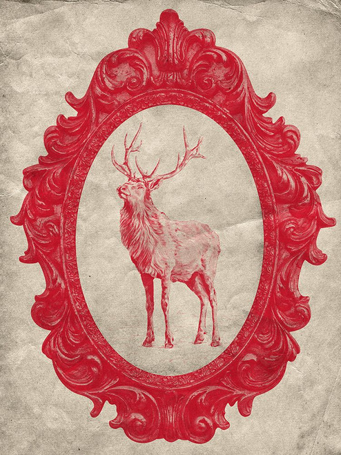 Framed Elk in Crimson Poster Print - Studio SEA