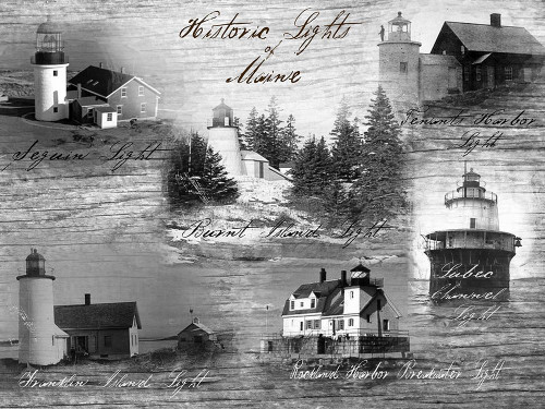Historic Lights of Maine Poster Print - GST