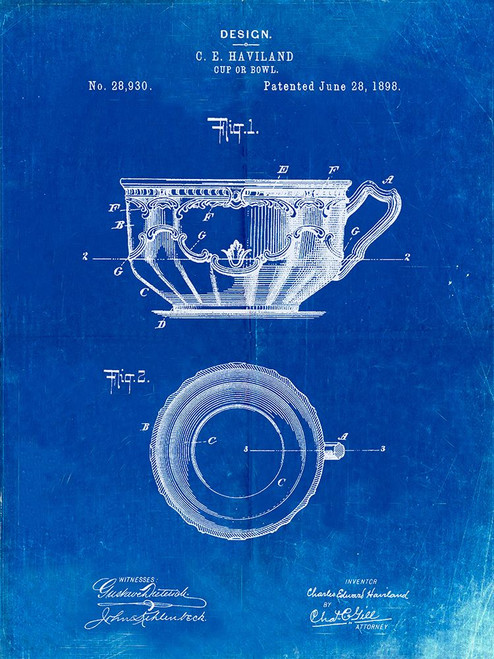 PP670-Faded Blueprint Gyrocompass Patent Poster Poster Print - Cole Borders