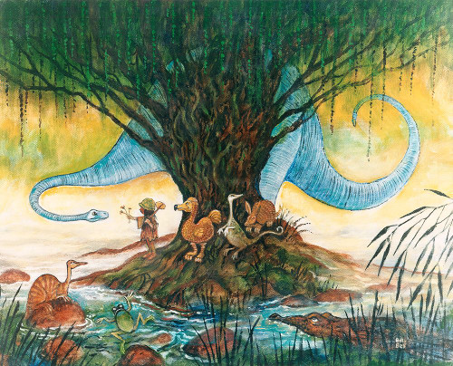 The Blue Brontosaurus Poster Print - Bill Bell