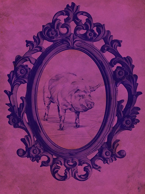 Framed Pig in Violet Poster Print - Studio SEA
