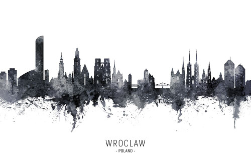 Wroclaw Poland Skyline Poster Print - Michael Tompsett