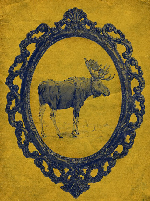 Framed Moose in Yellow Poster Print - Studio SEA