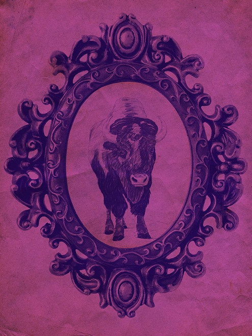 Framed Bison in Violet Poster Print - Studio SEA