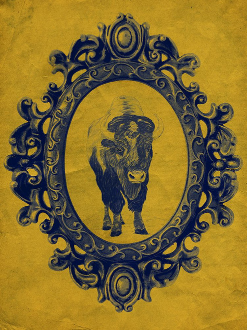 Framed Bison in Yellow Poster Print - Studio SEA