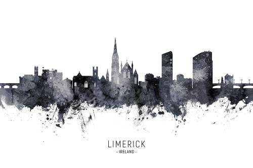 Limerick Ireland Skyline Poster Print - Michael Tompsett