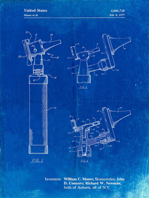PP978-Faded Blueprint Otoscope Patent Print Poster Print - Cole Borders