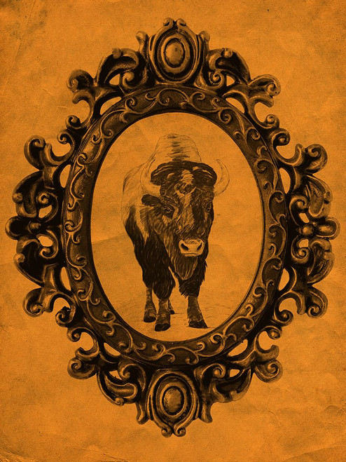 Framed Bison in Tangerine Poster Print - Studio SEA