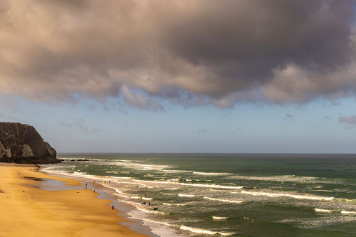 Surfing action at Praia Grande Beach in Colares-Portugal Poster Print - Chuck Haney