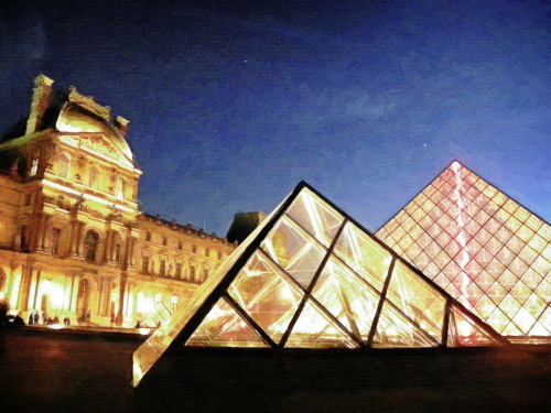 The Louvre at Dusk Poster Print - GST